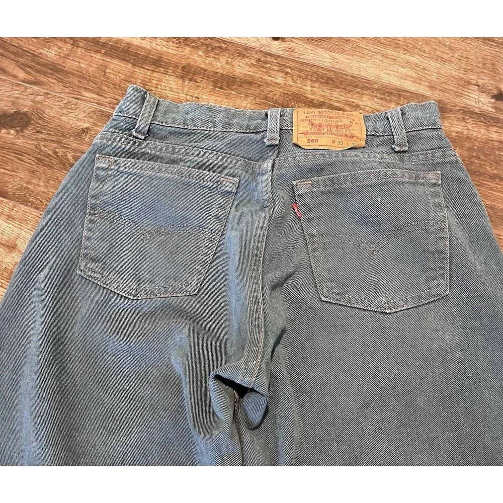 Vintage Men’s Levi’s 560 Jeans 30x31.5 Green Tapered USA Made 80s Baggy Cotton